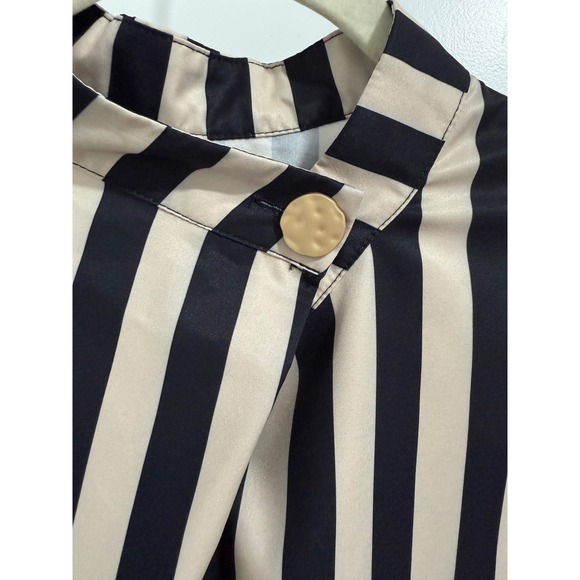 Striped Blouse Button Up Long Sleeve Top Mock Neck Small - Picture 3 of 7